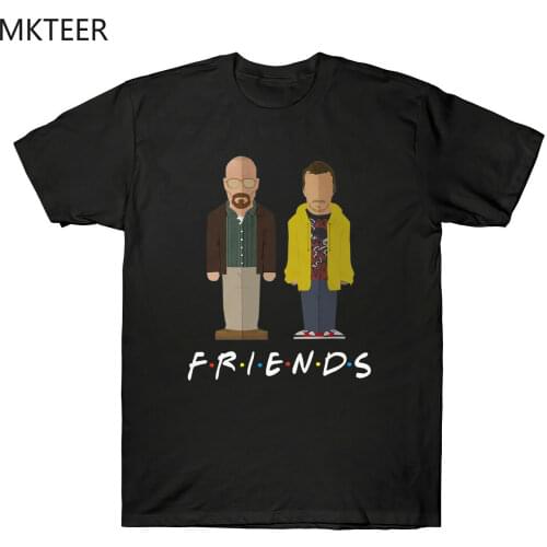 Breaking Bad Walter and Jesse Friends Funny Vintage Mens T Shirt Cotton Black T Shirts Men Harajuku Streetwear Tshirt Male