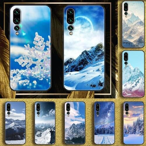 Mountain white Snow Phone case For Huawei P Mate P10 P20 P30 P40 10 20 Smart Z Pro Lite 2019 black pretty Etui soft funda tpu