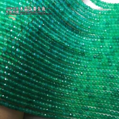 Green agate Round/ROUNDEL Shape Faceted 3mm 15"nature for DIY jewelry making loose beads FPPJ wholesale nature