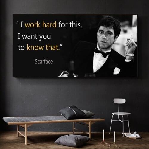 Canvas Painting Scarface Movie Quotes Poster Extraordinary Wall Art Print Tony Montana Portrait Wall Picture for Living Room
