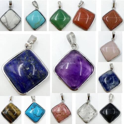 Crystal Howlite Aventurine Tigers Eye Carnelian Opal Lapis Lazuli Goldstone Jaspe Art Pendant Bead WFH414b