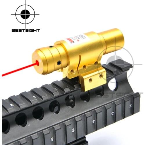 Red Dot Laser Sight W/ Mount For 20mm Picatinny & 11mm Rails Compact Adjustable Airsoft Gun Rifle Gold Color