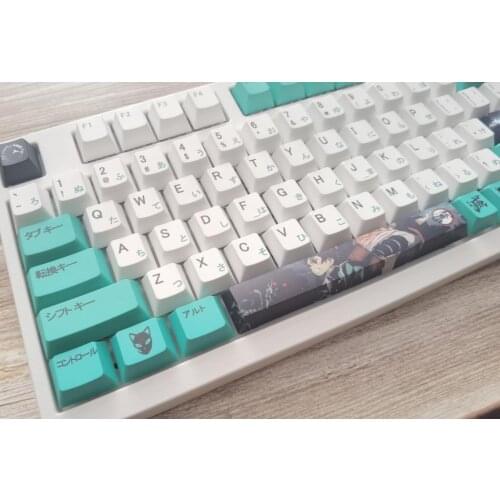 Mechanical Keyboard 140keys Japan Anime Demon Slayer Design Green Tanjirou Keycap For Cherry Mx Switch Cherry Profile PBT Keycap
