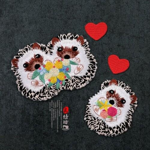 Mini lovely Hedgehog embroidered patch applique for DIY brooch coat/bag/garment accessories Parche