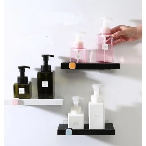 Multifunction Kitchen Cosmetic Shelf Organizer Self-adhesive Wall Mounted Shelf Home Decoration Bathroom Storage Rack