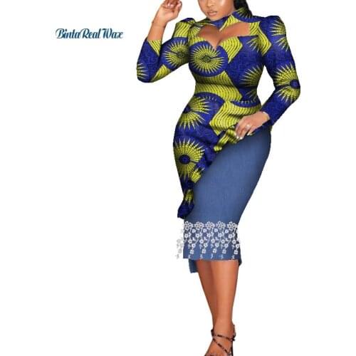 2021 Fashion African Dresses for Women Dashiki Ankara Print Sexy Dresses Long Sleeve Women African Clothing WY8655