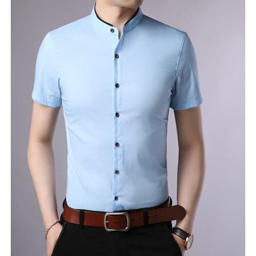 2021 Fashion spring autumn Men Shirt New Arrivals Slim Fit Male Shirt Solid Short Sleeve British Style Office Cotton Mens Shirt