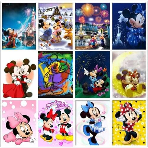 Disney Diy Diamond Painting Cartoon Mickey Minnie Couple Full Set Diamond Cross Stitch Kit Family Decor Gift Childrens School