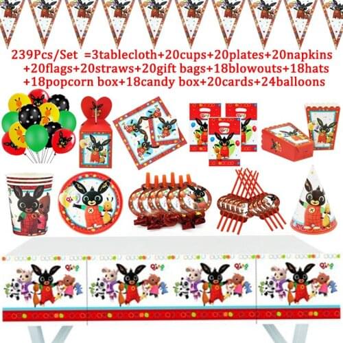 Rabbit Birthday Party Supplies Disposable Tableware Set Baby Shower Red Rabbit Birthday Party Decoration Wedding Party Supplies