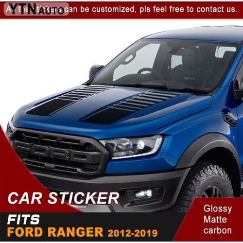 Car decals hood stripe gradient racing graphic Vinyl car stickers custom fit for ford ranger T6/T7/T8 2015 2016 2017 2018 2019