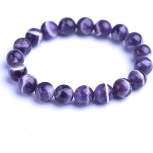 Genunine Natural Purple Amethyst Quartz Bracelet Gemstone Round Beads Women Men 8mm 9mm 10mm 11mm 12mm Crystal AAAAA