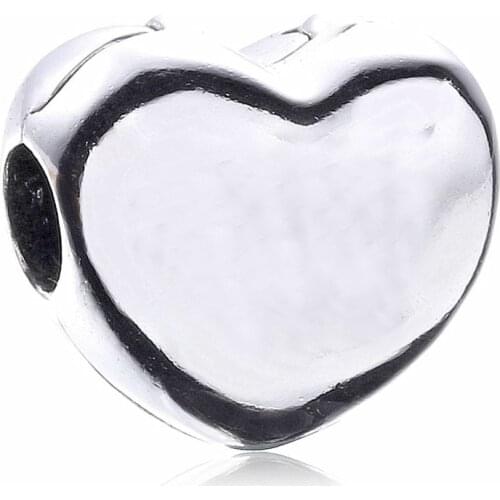 Original Silver Love Heart Fixed Clip Lock Stopper Beads Fit 925 Sterling Silver Bead Charm Bracelet Bangle Diy Jewelry