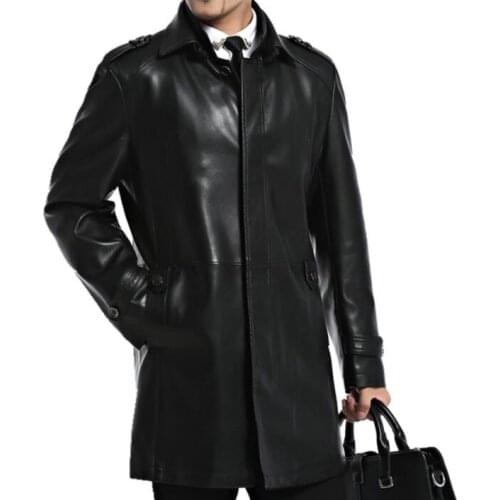 Autumn spring thicken motorcycle leather jacket men jaqueta de couro masculino lapels long trench coats mens faux leather coats