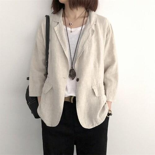 Blazers Women Spring Suit Jacket Female Work Office Lady Suit Solid Color Singel Button Business Cotton Ladies Blazer