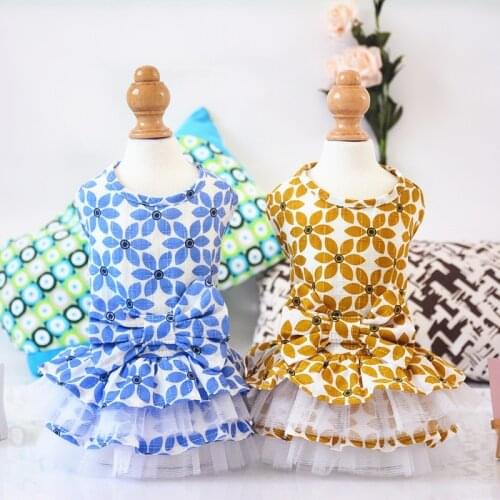 New Floral Lace Dog Cat Dress Shirt Pet Puppy Fluffy Skirt Spring/Summer Clothes Apparel 4 sizes
