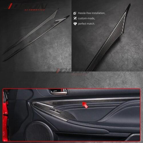 Dry Carbon Fiber Car Interior Side Door Panel Strip Trim For Lexus RC200t RC300h RC300 RC350 RC F SPORT 2016-2019 Accessories