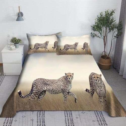 3D White Tigers Bedding Animals Bed Sheet Set Tiger Bed Flat Sheet With Pillowcase Soft Polyester Home Textile King Size Style
