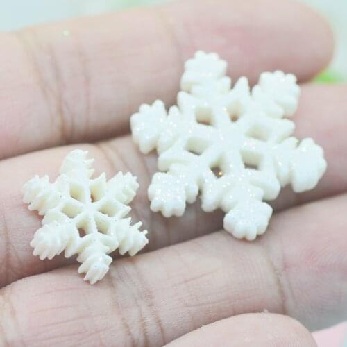 28mm Christmas white shining snowflake for decoration flat back 50pcs/lot