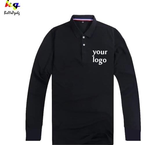 Customize your own logo autumn polo T shirt long sleeve men and women casual solid color fashion polo T shirt top