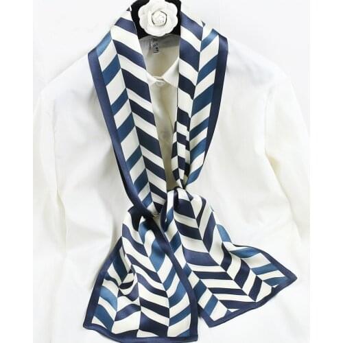 Geometry Print 100% Natural Silk Scarf Foulard Long Soft Smooth Women Ladies Fashon Neck Head Hair Hat Scarfs 150*15cm