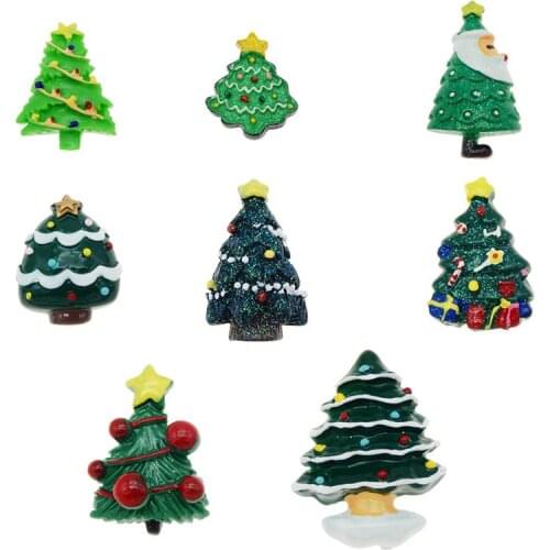Mix Resin Christmas Tree Charms Snowman Pendant Flatback Cabochon Jewelry DIY Findings Home Decor Xmas Accessories