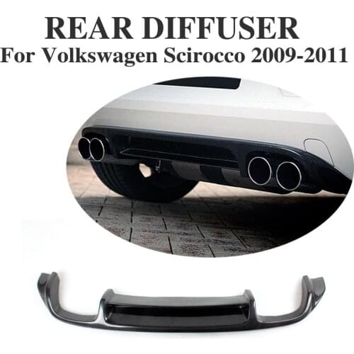 Carbon Fiber Rear Diffuser Bumper Lip Spoiler For VW Scirocco Standard Body Kit 2009-2011