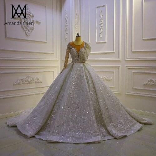 Wedding gowns One Shoulder Long Sleeve Lace Applique Wedding Dress