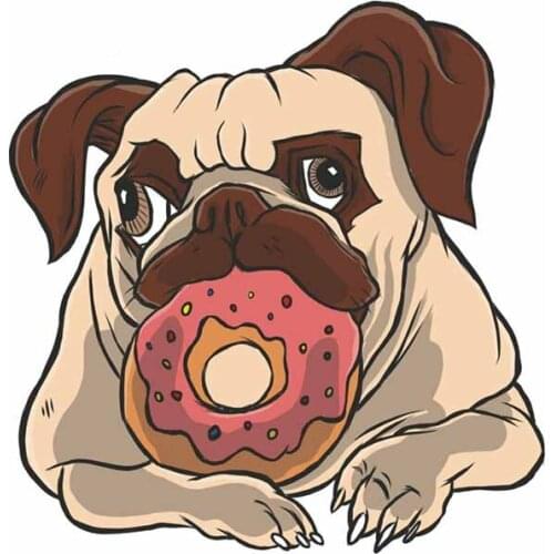 SZWL Pug Donut Dog Vinyl Car Stickers Waterproof Suitable for Any Flat and Smooth Clean Surface Windows Car Decals,13cm*12cm