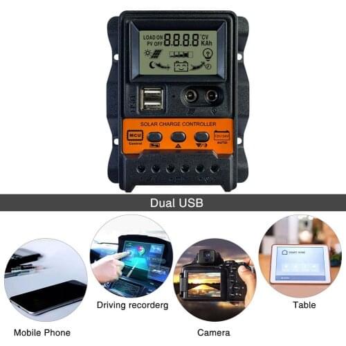 USB Solar Charge Regulator MPPT LCD Solar Displaying And Double Button Operation 12V 24V Auto Tracer Solar Battery Controller