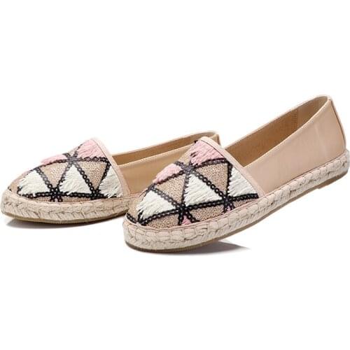 Women Loafer Flat Shoes 2018 Leather Tassel Loafers Ladies Espadrilles Women Shoes Slip On Summer Fringe Shoes Hemp Shoes Women