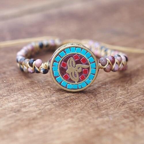 Rhodonite Natural Stone Beads Women Men Charm Bracelet String Braided Bracelets Yoga Friendship Lover Bracelet