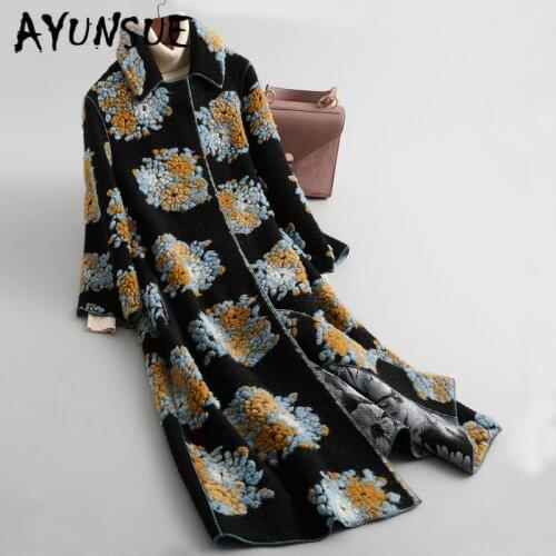 Real Fur Coat Women Sheep Shearing Autumn Winter Coat Women Clothes 2020 Korean Floral 100% Wool Jacket Women WPHPC14 YY1942