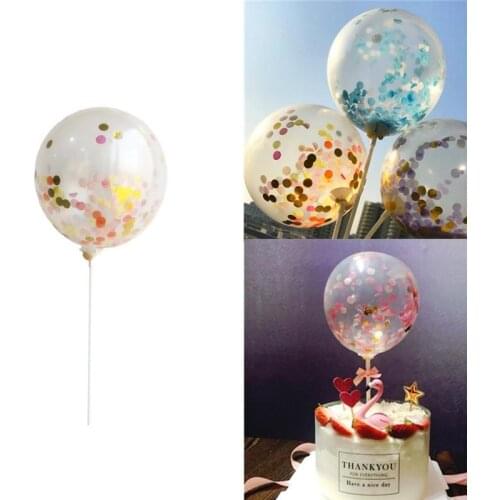 1pc 5 Inches Confetti Clear Latex Balloon for DIY Birthday Wedding Cake Decoration with Rods Party Supplies Creative Ornament