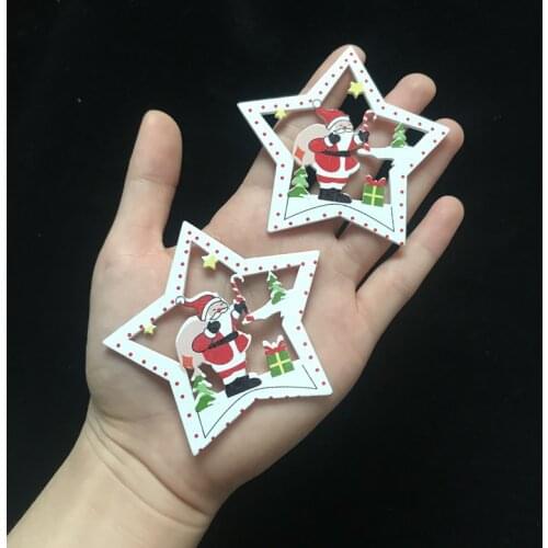 10Pcs Wooden DIY Christmas Tree Hanging Ornaments Pendant Bells Santa Claus New Year 2022 Decor Christmas Decorations for Home