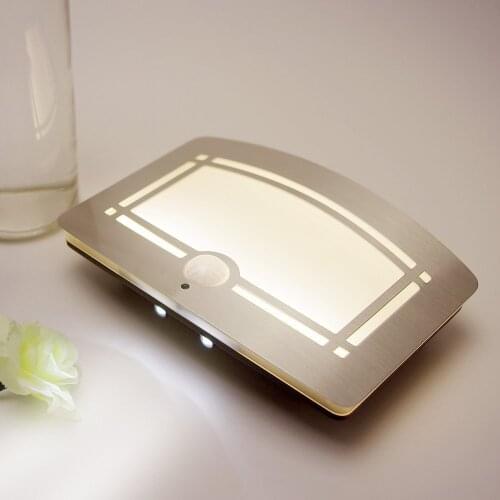 10pcs/lot Wireless Infrared Motion Sensor Wall LED Night Light Novelty Battery Powered Porch Night Lamp Motion Sensor Light