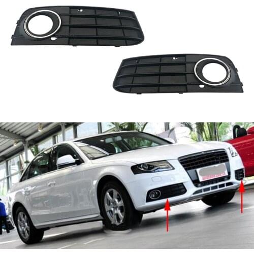 2Pcs Auto Left Right Front Bumper Fog Light Grille Grill Cover for Audi A4 B8 A4L 2009 2010 2011 2012 8KD807681 8KD807682