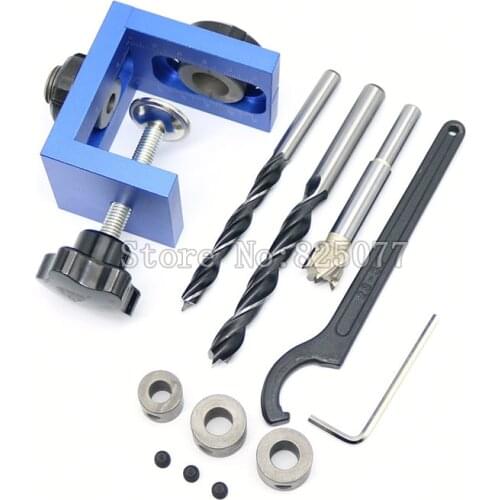 2021 New Version Woodworking Pocket Hole Locate Punch Jig Kit + Step Drilling Bit Wood Tools Set JF1122