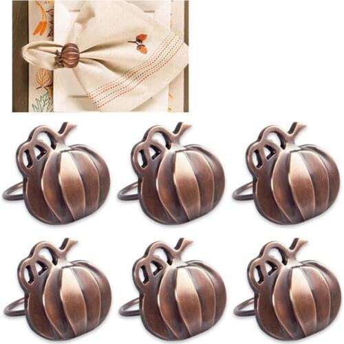 6/12pcs Easter Retro Red Copper Pumpkin Napkin Ring Napkin Buckle Holder For Dining Tables Wedding Party Dinner Party Decoration