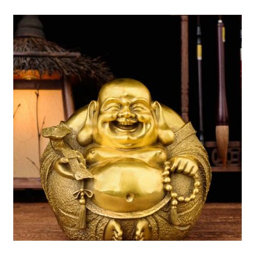 7.7" Collect China Buddhism Art Brass Copper Statue Maitreya Buddha Sculpture