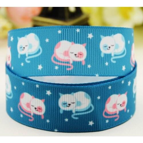 22mm 25mm 38mm 75mm Cat print Cartoon printed Grosgrain Ribbon party decoration 10 Yards X-02888