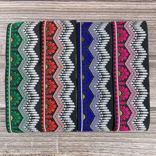 7 Meters 5CM Macrame Pattern Ethnic Embroidered Jacquard Ribbons Trim Lace Fabric DIY Handcraft Apparel Curtain Sewing Fabric