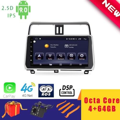 9" Android 10.0 Car Multimedia Player GPS Stereo Radio for Toyota PRADO 2018~2020 Head Unit Octa Core DSP 2.5D+IPS 4G Carplay