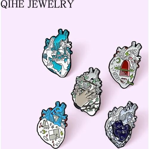 Anatomy Heart Enamel Pin Castle Glacier Mineral Brooches for Doctors Cartoon Organ Pins Badge Metal Jewelry Gift Wholesale