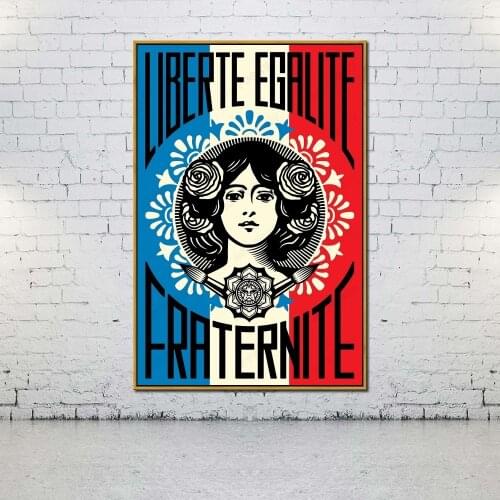 Artcozy Oil Canvas Painting liberte egalite fraternite poster For Home Decoration Wall Art