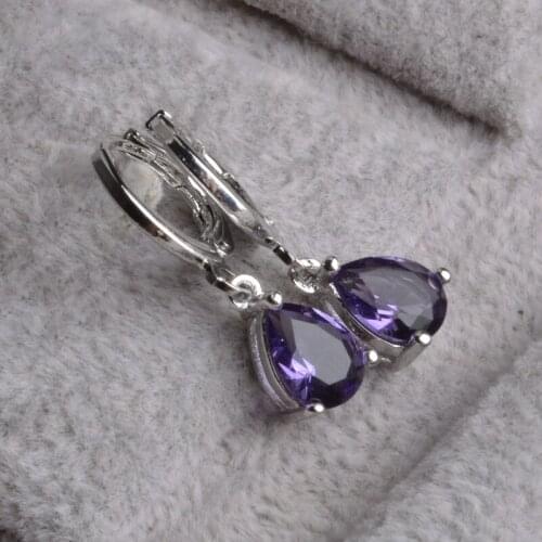 Shinning Candy Color Pink&Purple White Clear Cubic Zirconia Stone Water Drop Earrings for Women Girl Best Gifts