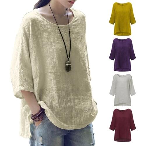 New Fashion Female Tops Summer Solid Color Round Neck Elbow Sleeve Loose Womens T-Shirt Blouse For Autumn Streetwear Y2k