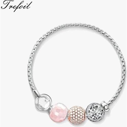 Bracelet Link Chain Arabesque Bead Karma with 925 Sterling Silver Chain,Pulseras Fashion Jewelry Trendy Gift for Women Girls