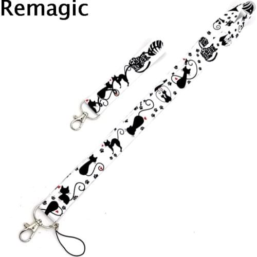 Black cat hand Wristlet Neck keychain necklace Anime Cartoon Neck Strap Lanyard ID badge holder Keychain Lanyards