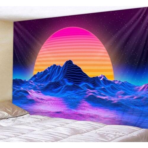 Color landscape painting art big tapestry psychedelic starry sky wall hanging hippie bohemian mandala wall art decoration