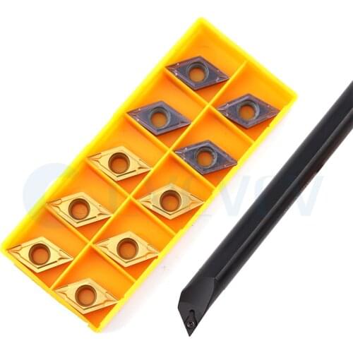 S16Q S20R S25S SDXCR11 CNC Lathe Internal Turning Tool Holder + 10Pcs DCMT Machine Tools Carbide Blade Anti Shock Resistant Wear